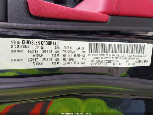 Продажа на аукционе авто 2012 Jeep Grand Cherokee Srt8, vin: 1C4RJFDJ2CC328775, номер лота: 45415378