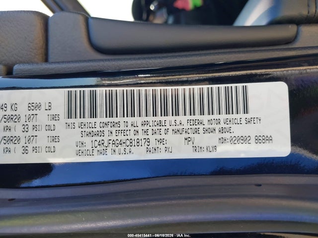 45415441 :رقم المزاد ، 1C4RJFAG4HC818179 vin ، 2017 Jeep Grand Cherokee Altitude 4x4 مزاد بيع