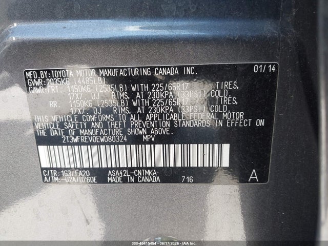 Toyota Rav4 Xle 2014 2T3WFREV0EW080324 Image 9