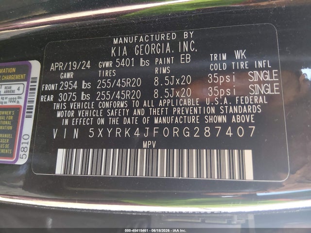 KIA SORENTO SX 2024 5XYRK4JF0RG287407 Image 9