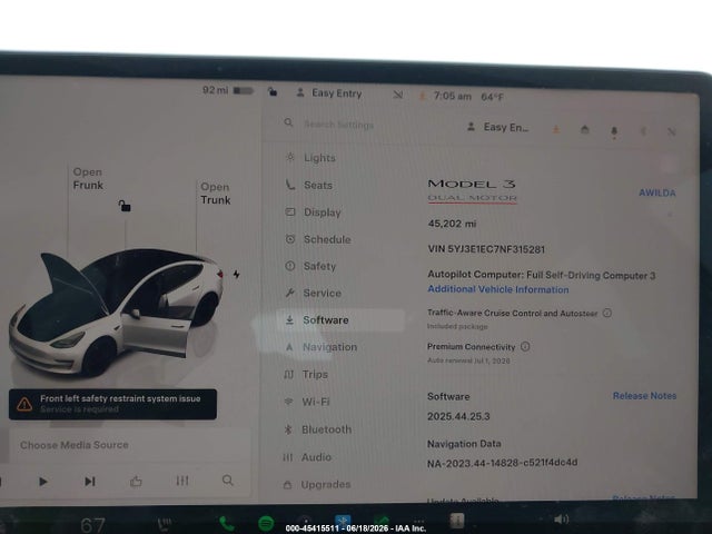 Aukcja sprzedaży 2022 Tesla Model 3 Performance Dual Motor All-wheel Drive, vin: 5YJ3E1EC7NF315281, numer aukcji: 45415511