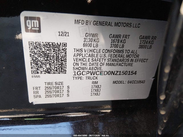 1GCPWCED0NZ150154 Chevrolet Silverado 1500 Ltd 2wd Short Bed Lt