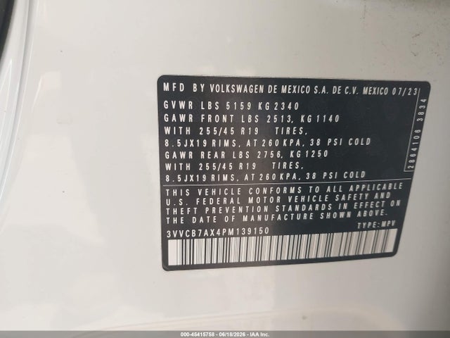 Продажа на аукционе авто 2023 Volkswagen Tiguan 2.0t Se R-line Black, vin: 3VVCB7AX4PM139150, номер лота: 45415758