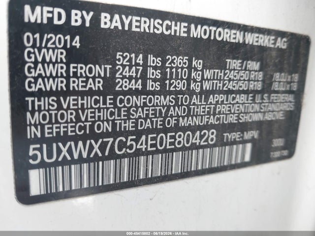 BMW X3 Xdrive35i 2014 5UXWX7C54E0E80428 Image 9