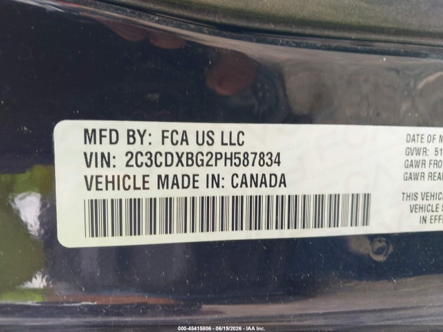 45415806 :رقم المزاد ، 2C3CDXBG2PH587834 vin ، 2023 Dodge Charger Sxt مزاد بيع