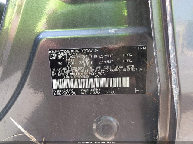 JTMWFREV7FD046850 Toyota Rav4 Xle