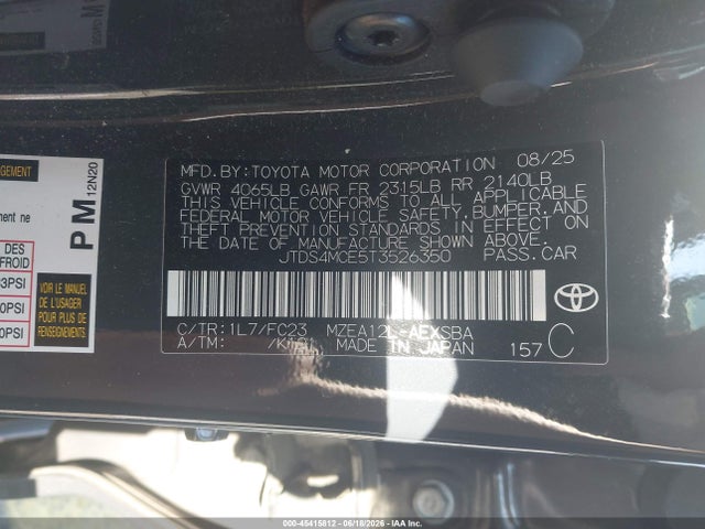 JTDS4MCE5T3526350 Toyota COROLLA SE