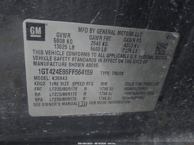 1GT424E86FF564159 GMC Sierra 3500hd Denali
