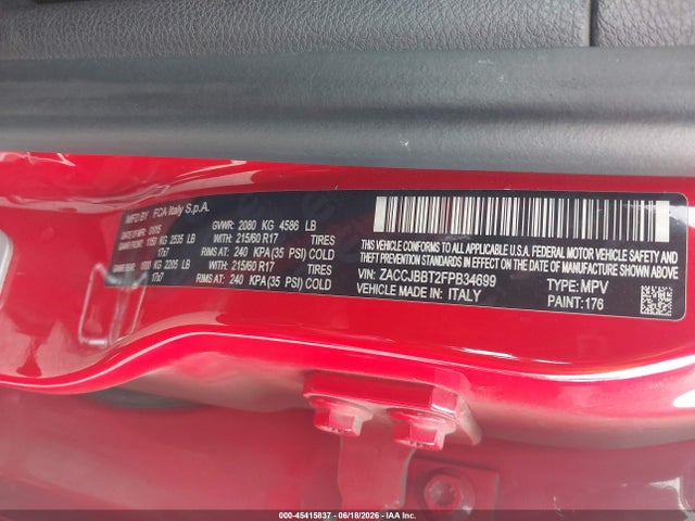 Jeep Renegade Latitude 2015 ZACCJBBT2FPB34699 Image 9