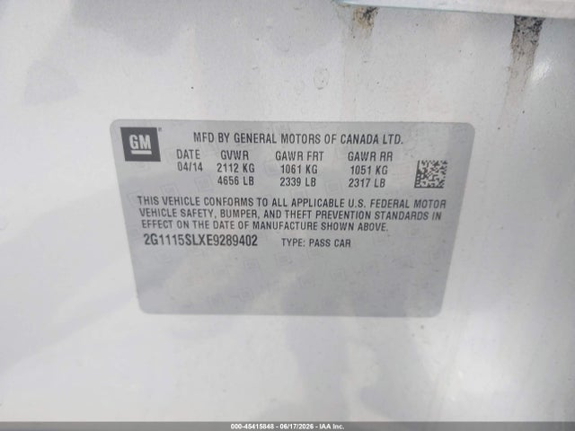 2G1115SLXE9289402 Chevrolet IMPALA 1LT
