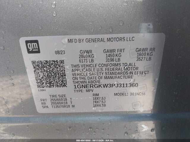 Продажа на аукционе авто 2023 Chevrolet Traverse Fwd Lt Cloth, vin: 1GNERGKW3PJ311360, номер лота: 45415880