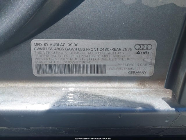 Продажа на аукционе авто 2009 Audi A4 2.0t Premium, vin: WAUMF78K59N023107, номер лота: 45415885