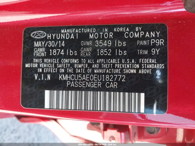 Hyundai ACCENT SE 2014 KMHCU5AE0EU182772 Image 9