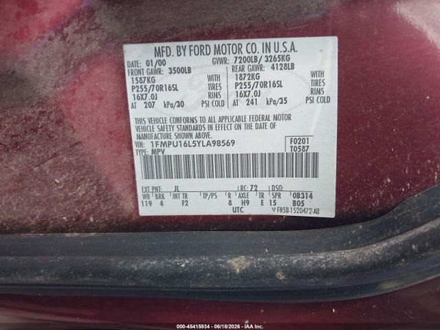 Aukcja sprzedaży 2000 Ford Expedition Xlt, vin: 1FMPU16L5YLA98569, numer aukcji: 45415934