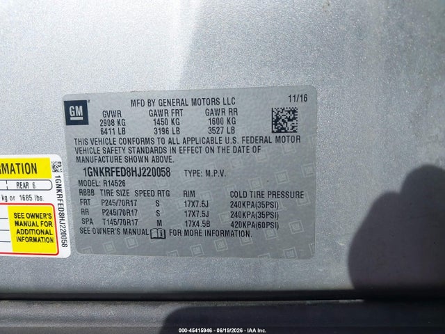 Chevrolet Traverse Ls 2017 1GNKRFED8HJ220058 Image 9
