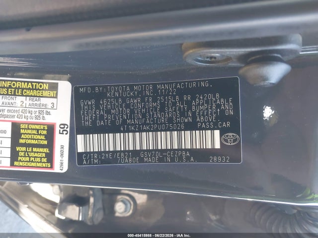4T1KZ1AK2PU075026 Toyota CAMRY TRD