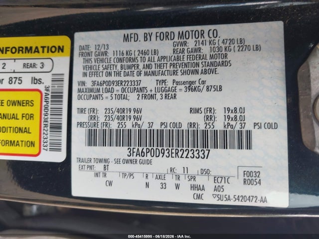 Ford Fusion Titanium 2014 3FA6P0D93ER223337 Image 9