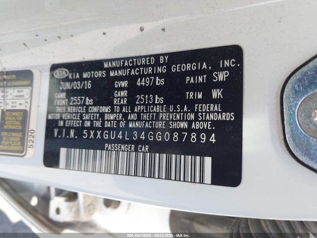 KIA OPTIMA EX 2016 5XXGU4L34GG087894 Image 9