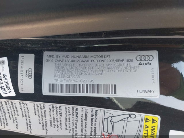Продаж на аукціоні авто 2010 Audi Tt 2.0t Premium, vin: TRUKFAFK9A1023199, номер лоту: 45416021