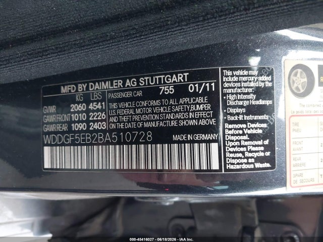 Продажа на аукционе авто 2011 Mercedes-benz C 300 Luxury/sport, vin: WDDGF5EB2BA510728, номер лота: 45416027