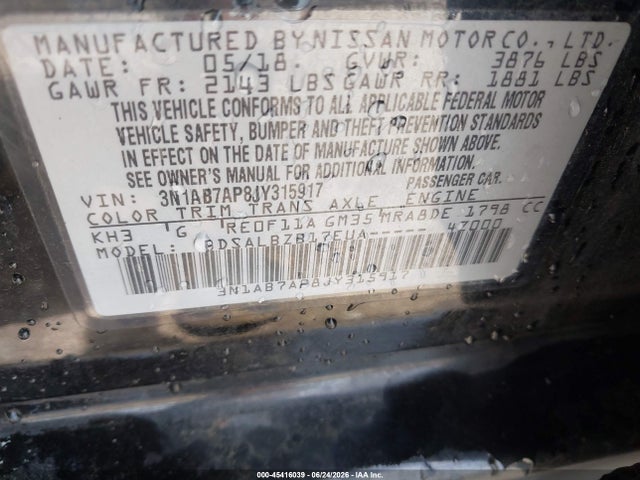 Nissan SENTRA S 2018 3N1AB7AP8JY315917 Image 9