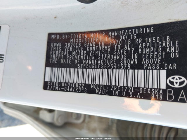 Toyota Corolla S Plus 2016 5YFBURHE9GP541579 Image 9