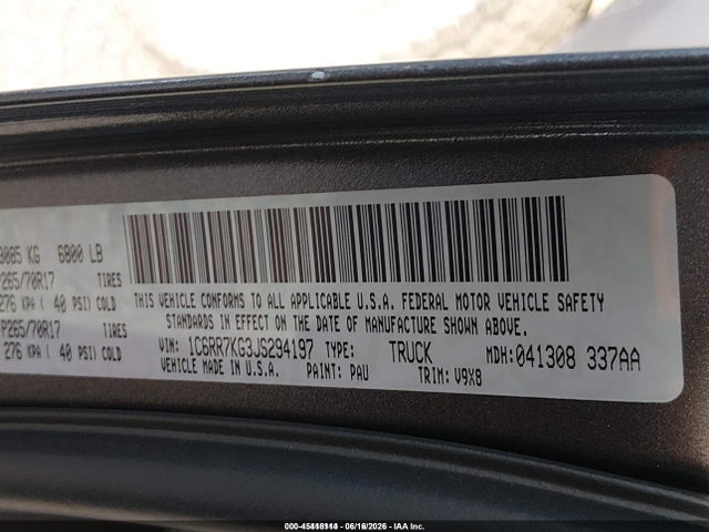 Продаж на аукціоні авто 2018 Ram 1500 Tradesman  4x4 5'7 Box, vin: 1C6RR7KG3JS294197, номер лоту: 45416114