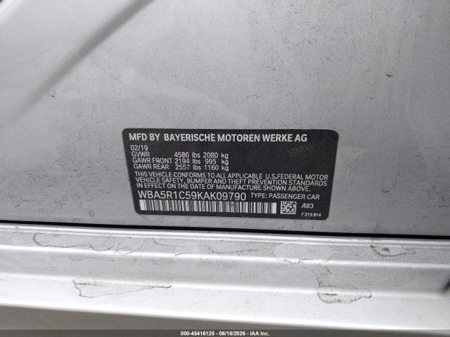 Aukcja sprzedaży 2019 Bmw 330i, vin: WBA5R1C59KAK09790, numer aukcji: 45416125