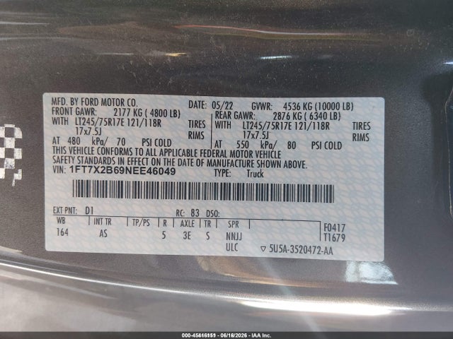 Ford F-250 Xl 2022 1FT7X2B69NEE46049 Image 9
