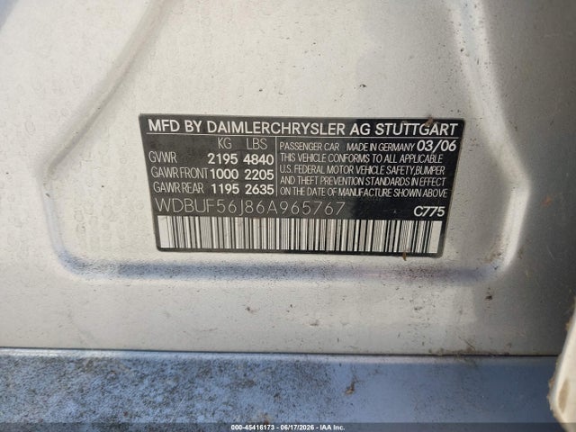 Продажа на аукционе авто 2006 Mercedes-benz E-class 3.5l, vin: WDBUF56J86A965767, номер лота: 45416173
