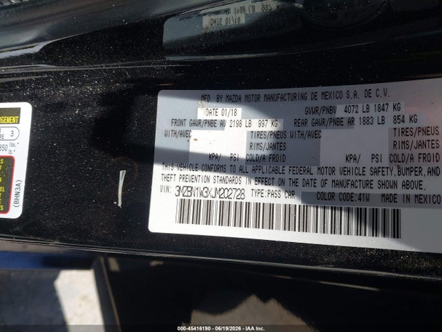 3MZBN1W3XJM202728 Mazda Mazda3 Grand Touring