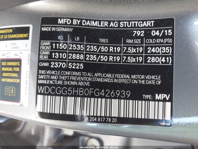 Продаж на аукціоні авто 2015 Mercedes-benz Glk 350, vin: WDCGG5HB0FG426939, номер лоту: 45416205