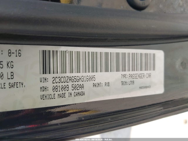 45416214 :رقم المزاد ، 2C3CDZAG5GH316005 vin ، 2016 Dodge Challenger Sxt مزاد بيع