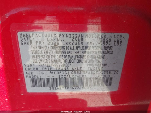 Nissan SENTRA SR 2016 3N1AB7AP9GY284007 Image 9