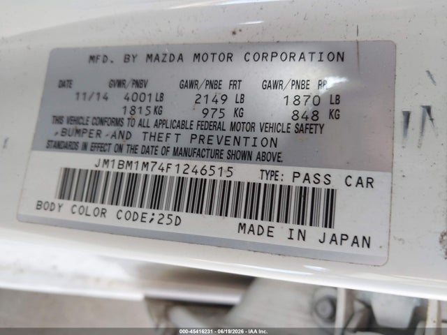 JM1BM1M74F1246515 Mazda Mazda3 I Grand Touring