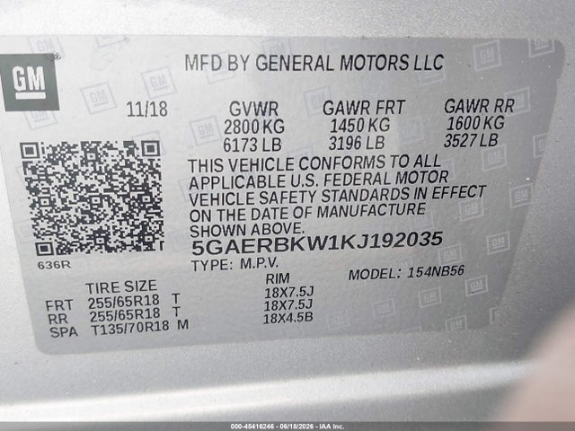 Aukcja sprzedaży 2019 Buick Enclave Fwd Essence, vin: 5GAERBKW1KJ192035, numer aukcji: 45416246