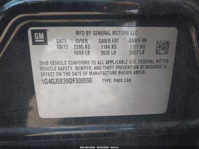 45416256 :رقم المزاد ، 1G4GJ5E39DF309556 vin ، 2013 Buick Lacrosse Touring Group مزاد بيع