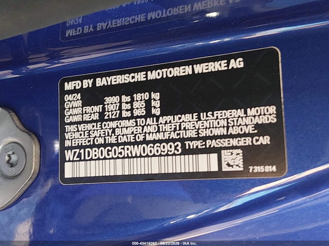 WZ1DB0G05RW066993 Toyota Gr Supra 3.0 Premium