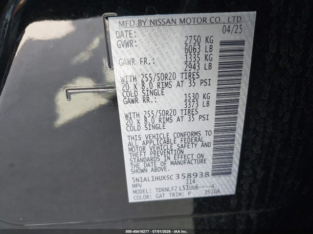 2025 Infiniti Qx60 Autograph Awd მანქანა იყიდება აუქციონზე, vin: 5N1AL1HUXSC358938, აუქციონის ნომერი: 45416277