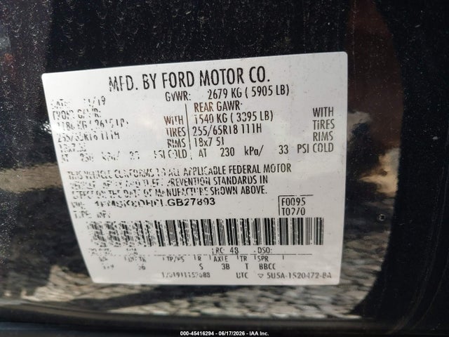 Aukcja sprzedaży 2020 Ford Explorer Xlt, vin: 1FMSK8DH6LGB27893, numer aukcji: 45416294