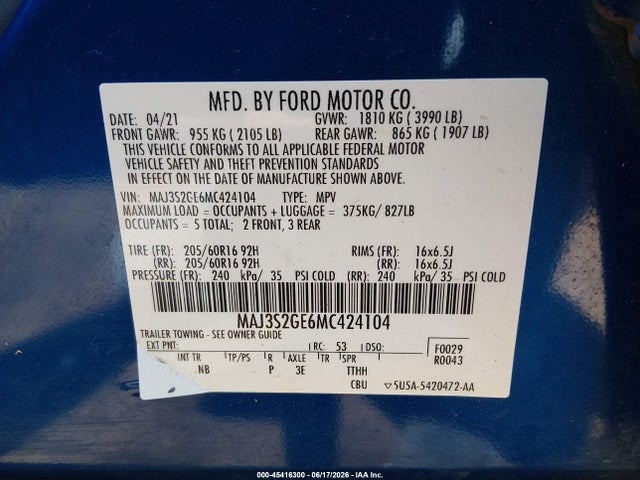 Ford Ecosport Se 2021 MAJ3S2GE6MC424104 Image 9
