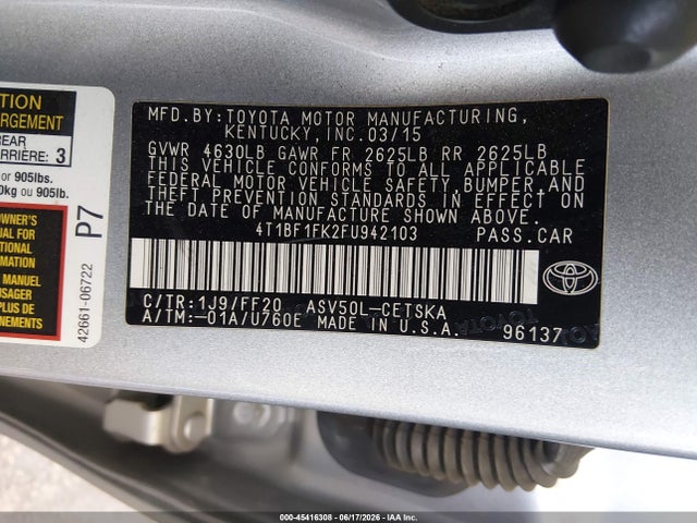 Toyota CAMRY SE 2015 4T1BF1FK2FU942103 Image 9