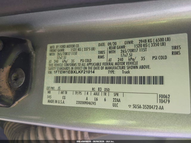Ford F-150 Xl 2020 1FTEW1EBXLKF21014 Image 9
