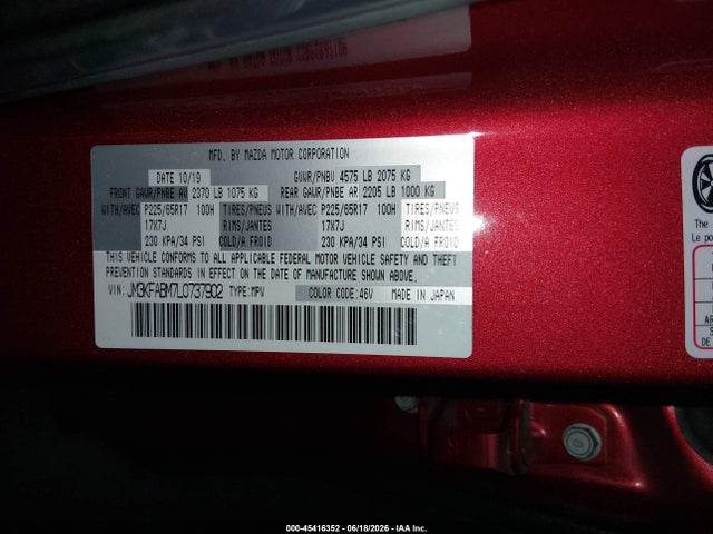 Mazda CX-5 SPORT 2020 JM3KFABM7L0737902 Image 9