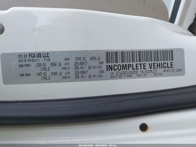 2018 Dodge Grand Caravan Se მანქანა იყიდება აუქციონზე, vin: 2C7WDGBG5JR363292, აუქციონის ნომერი: 45416365
