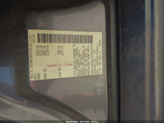 45416367 :رقم المزاد ، 1N4AL3AP1EN354103 vin ، 2014 Nissan Altima 2.5/2.5 S/2.5 Sl/2.5 Sv مزاد بيع