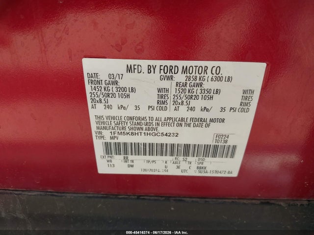 Ford Explorer Platinum 2017 1FM5K8HT1HGC54232 Image 9