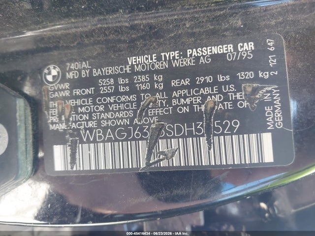Продажа на аукционе авто 1995 Bmw 740 Il, vin: WBAGJ6323SDH35529, номер лота: 45416434