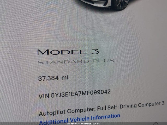 Продаж на аукціоні авто 2021 Tesla Model 3 Standard Range Plus Rear-wheel Drive, vin: 5YJ3E1EA7MF099042, номер лоту: 45416436