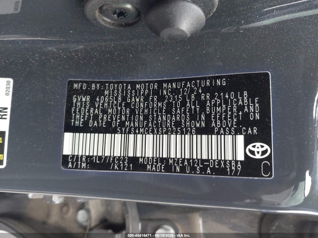 5YFS4MCEXSP225126 Toyota COROLLA SE